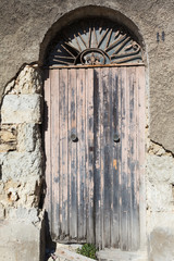 old vintage green wooden door