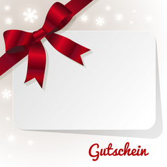 Red Ribbon Coupon Background white Snowflakes