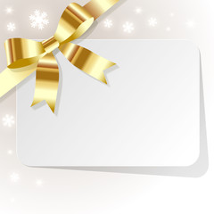 Gold Ribbon Coupon Background white Snowflakes