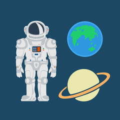 Astronaut and planets