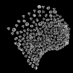 Diamonds 3d composition on black background