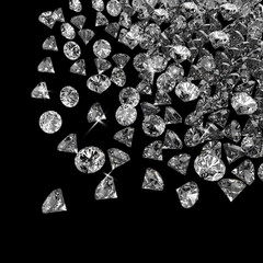 Diamonds 3d composition on black background