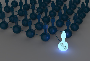 3d light growing human social network and leadership with cogs i