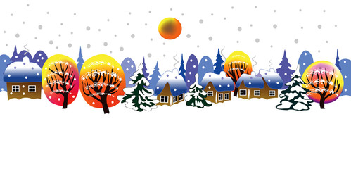 Christmas landscape with snowflakes