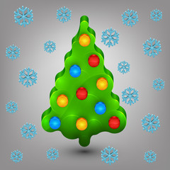 Fototapeta na wymiar Christmas tree with toys. Snow