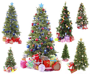 Christmas trees with gifts collage