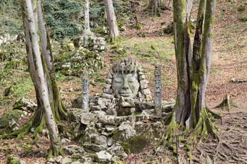 Stone idol at the entrance of the Vorontsovskaya cave, Sochi