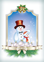 Christmas card with a snowmans