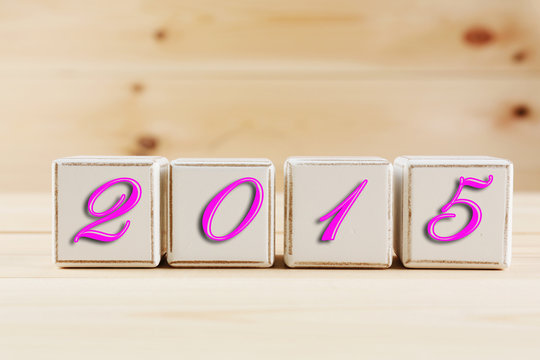 New Year 2015 spelled in wooden blocks