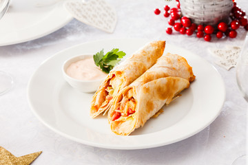 tortilla on Christmas table