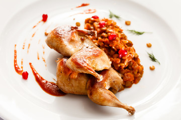 quail with lentil