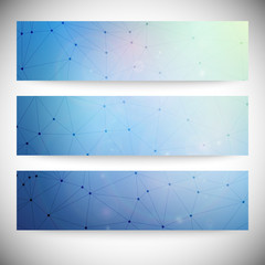 Set of horizontal banners. Abstract blue background vector