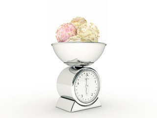 kitchen scale with ice cream