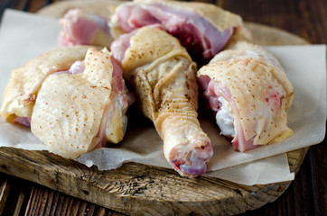 Pieces of raw chicken