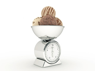kitchen scale with chocolates