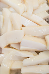 Fillet of fresh squid on the market.