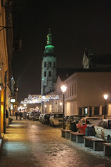 Fototapeta premium New year decoration on the street of Krakow, Poland
