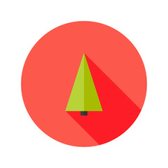 Small Christmas Tree Flat Icon over Red