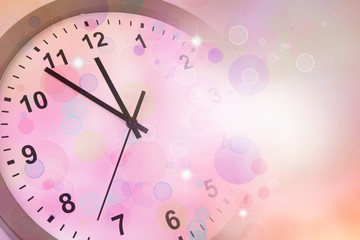 Obraz na płótnie Canvas Clock and bokeh background. New Year