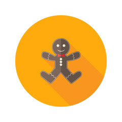 Christmas Gingerbread Man with Red Bow Flat Icon