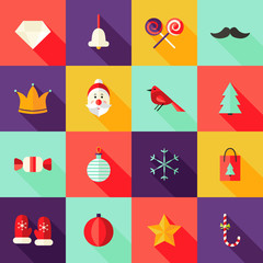 Christmas Square Flat Icons Set 1