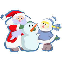 Santa Claus, Snow Maiden and Snowman
