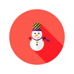 Christmas Snowman with Topper Hat Flat Icon