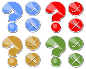 Question mark, yes, no, set of quiz button