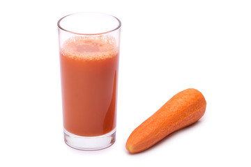 fresh carrot juice Isolated on white background