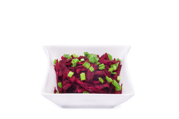 Fresh homemade Beetroot Salad isolated on white background