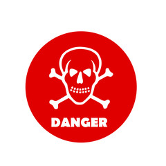 stamp illustration showing danger text and skull icon button
