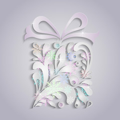 Christmas present box applique greeting card.