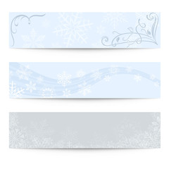 Abstract blank winter horizontal vector banners.