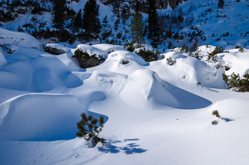 Winter trail in Starolesna valley, Tatra Mountains, Slovakia