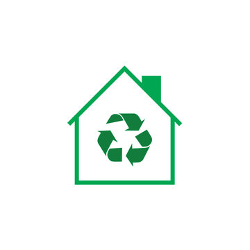 recycle sign and house shape