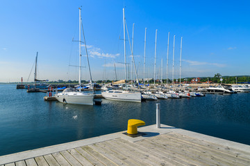 Fototapeta premium Marina with yacht boats in Sopot town, Baltic Sea, Poland