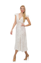 Woman in dress in fashion dress isolated on white