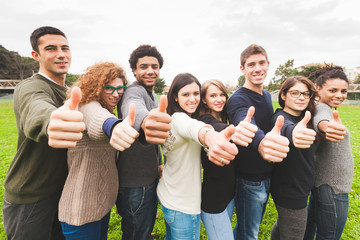 Multiethnic Group of Friends with Thumbs Up
