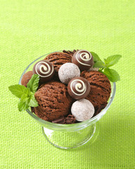 Chocolate ice cream and truffles