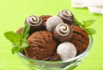 Chocolate ice cream and truffles