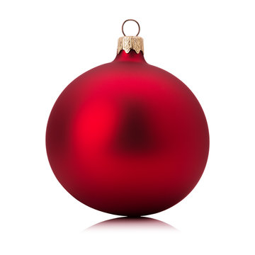 red Christmas ball isolated on the white background