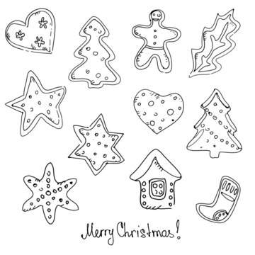 Gingerbread Christmas cookies. Vector illustration.