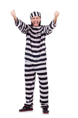 Prison inmate isolated on the white background