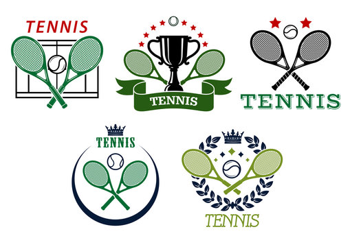 Tennis sport symbols and emblems