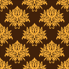 Golden yellow vintage floral seamless pattern