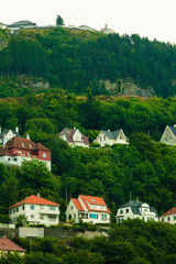 Fototapeta premium Houses on hills in city Bergen, Norway