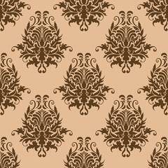 Brown pretty damask style seamless pattern