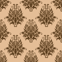 Brown pretty damask style seamless pattern