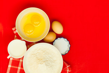 Preparation for baking, bake ingredients.