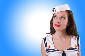 Woman sailor in marine concept